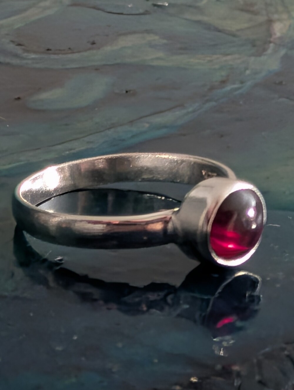 Genuine Garnet Solid Sterling Silver Ring Size 9.5 - Picture 3 of 12